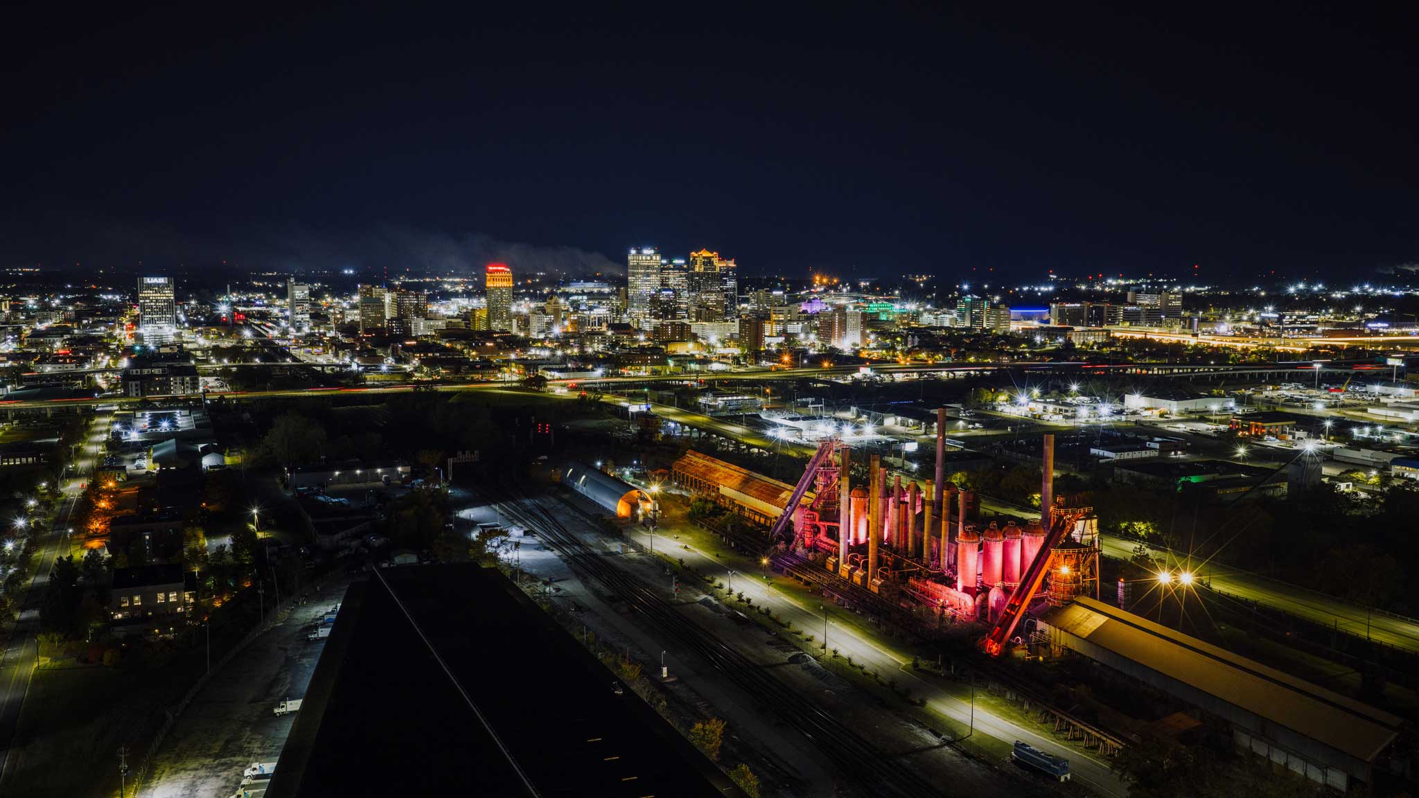 alabama-night-skyline Alabama's night skyline of the old factory district